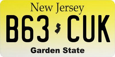 NJ license plate B63CUK