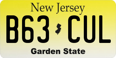 NJ license plate B63CUL