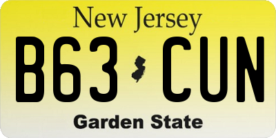 NJ license plate B63CUN