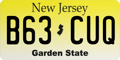 NJ license plate B63CUQ