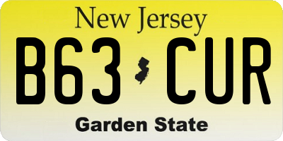 NJ license plate B63CUR