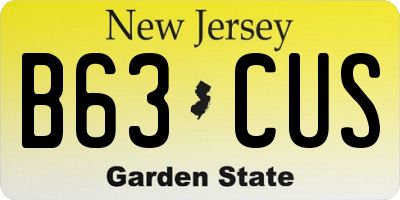 NJ license plate B63CUS