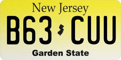 NJ license plate B63CUU