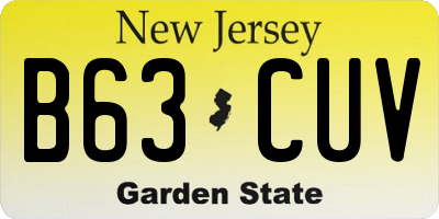 NJ license plate B63CUV