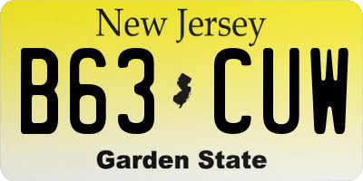 NJ license plate B63CUW