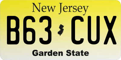 NJ license plate B63CUX