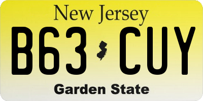 NJ license plate B63CUY