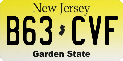 NJ license plate B63CVF