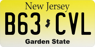 NJ license plate B63CVL