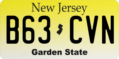 NJ license plate B63CVN