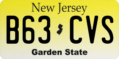 NJ license plate B63CVS