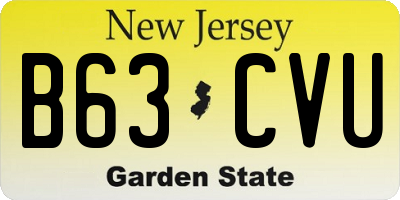 NJ license plate B63CVU