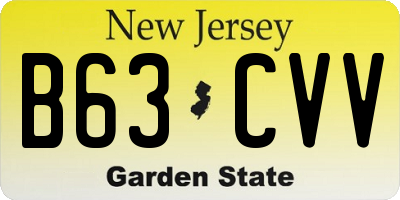 NJ license plate B63CVV