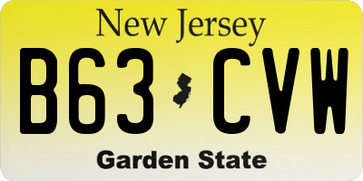 NJ license plate B63CVW