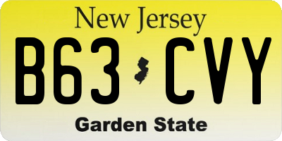 NJ license plate B63CVY