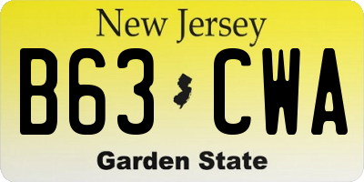 NJ license plate B63CWA