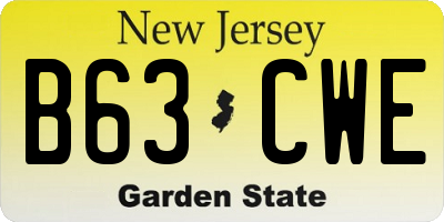 NJ license plate B63CWE