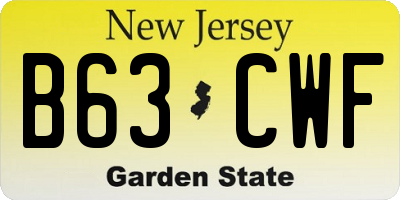 NJ license plate B63CWF