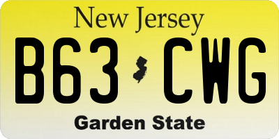 NJ license plate B63CWG