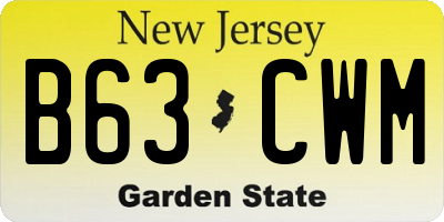NJ license plate B63CWM
