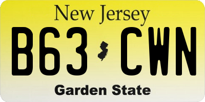 NJ license plate B63CWN