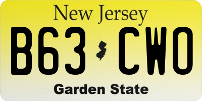NJ license plate B63CWO