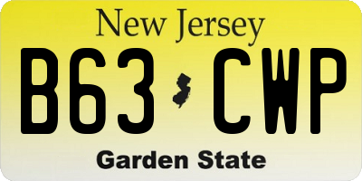 NJ license plate B63CWP
