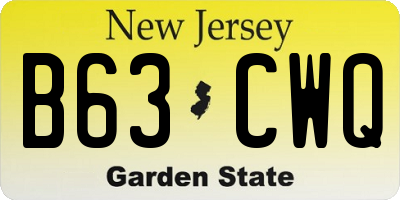 NJ license plate B63CWQ