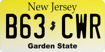 NJ license plate B63CWR