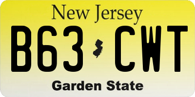 NJ license plate B63CWT