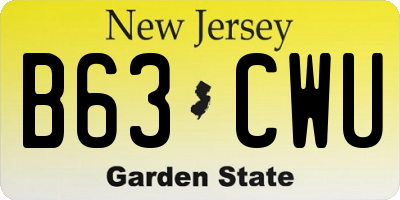 NJ license plate B63CWU