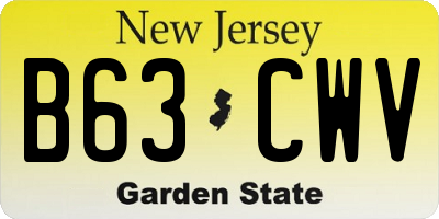 NJ license plate B63CWV