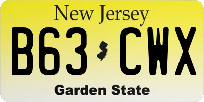 NJ license plate B63CWX