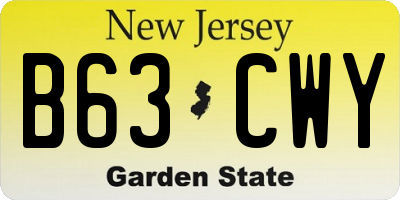 NJ license plate B63CWY