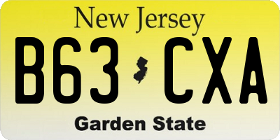 NJ license plate B63CXA