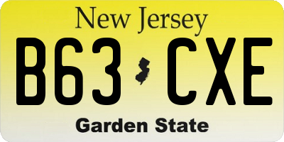 NJ license plate B63CXE