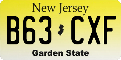 NJ license plate B63CXF
