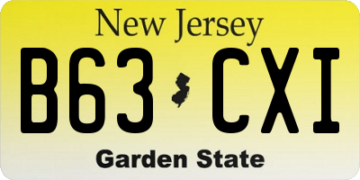 NJ license plate B63CXI