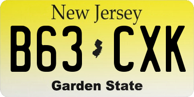 NJ license plate B63CXK
