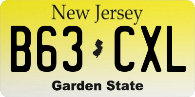 NJ license plate B63CXL