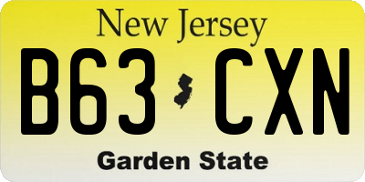 NJ license plate B63CXN