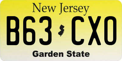 NJ license plate B63CXO