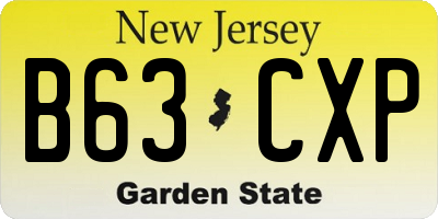 NJ license plate B63CXP