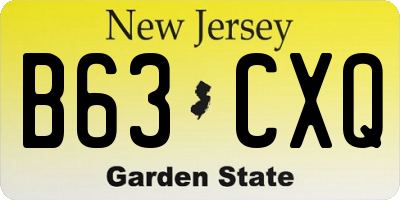 NJ license plate B63CXQ