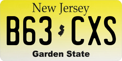 NJ license plate B63CXS