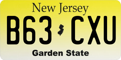 NJ license plate B63CXU