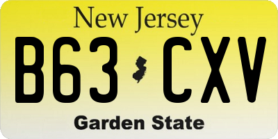 NJ license plate B63CXV