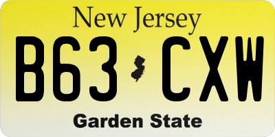 NJ license plate B63CXW