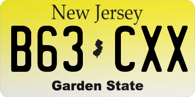 NJ license plate B63CXX