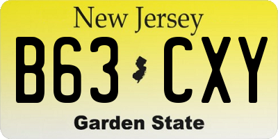 NJ license plate B63CXY